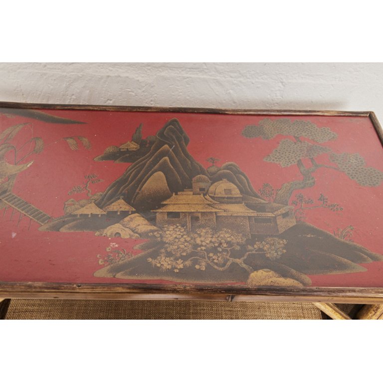 English Victorian bamboo bookcase with lacquer top — Jefferson